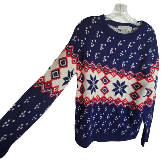 Vintage Fair‎ Isle Sweater Red White Blue Sweater Cotton Emporium XL - Picture 4 of 6